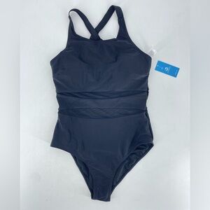 CupShe Mesh Detail Black One Piece Swimsuit